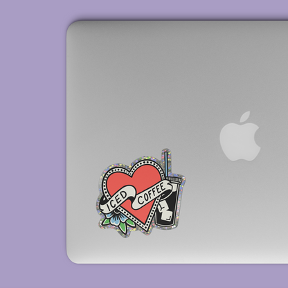 I Heart Ice Coffee Glitter Sticker